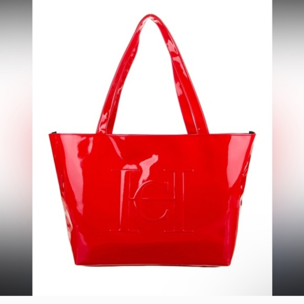 Carolina Herrera Glossy Red Tote Bag - Picture 12 of 14